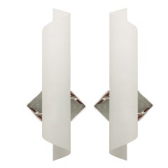 Pair of Glass Scroll Sconces by Karl Springer