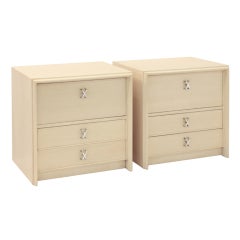 Pair of Ivory Lacquer Bedside Tables by Paul Frankl