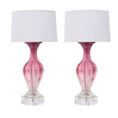 Pair of Hand-Blown Glass Table Lamps by Seguso