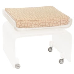 Bench on Castors in Sand-Blasted Lucite with Cushion