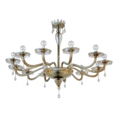 Large and Exceptional Hand-blown Glass Chandelier by Venini
