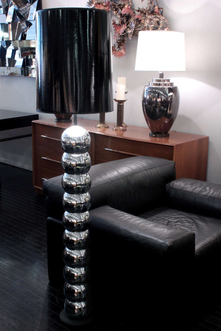 Late 20th Century Stacked Chrome Sphere Floor Lamp