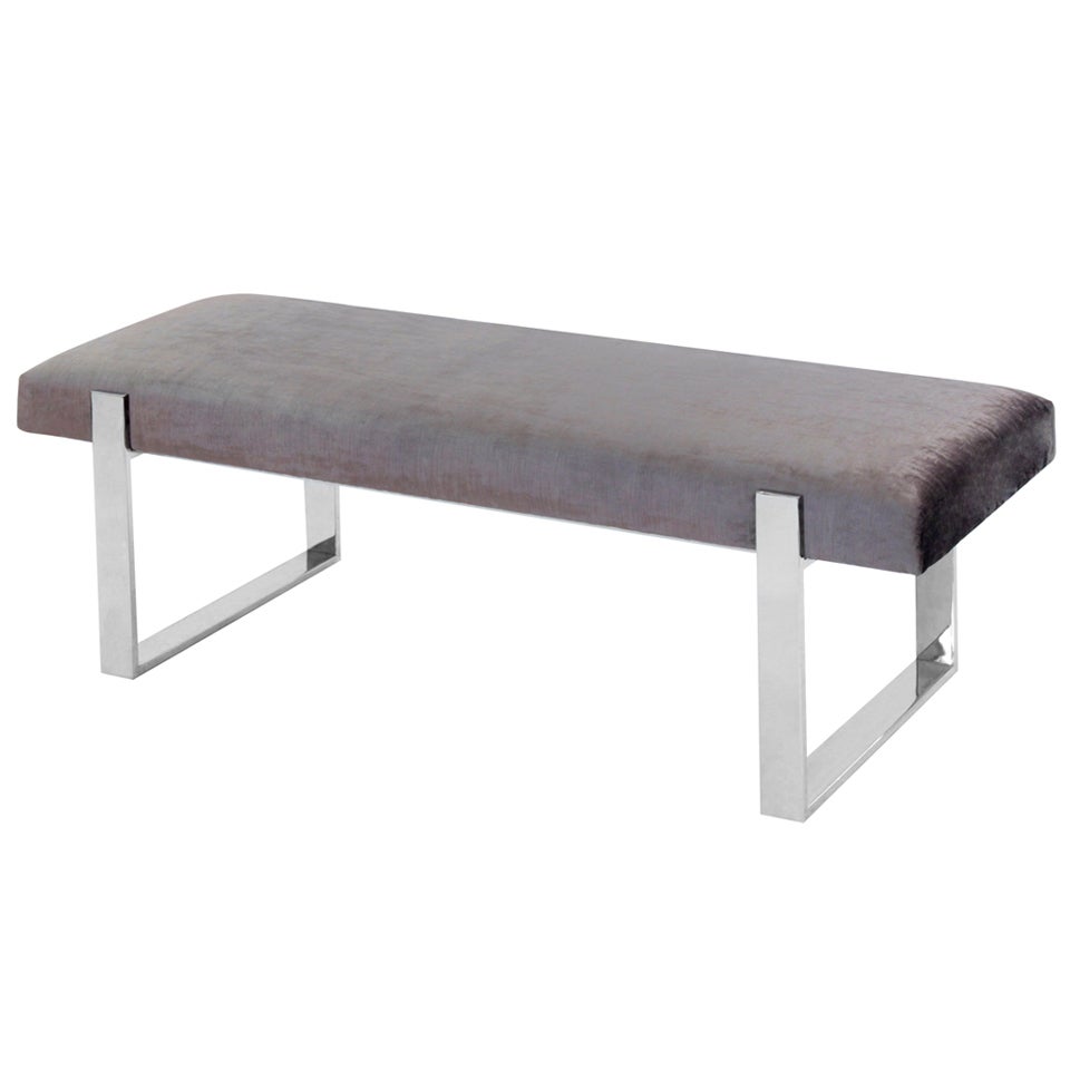 Elegant Bench with Chrome Base at 1stDibs