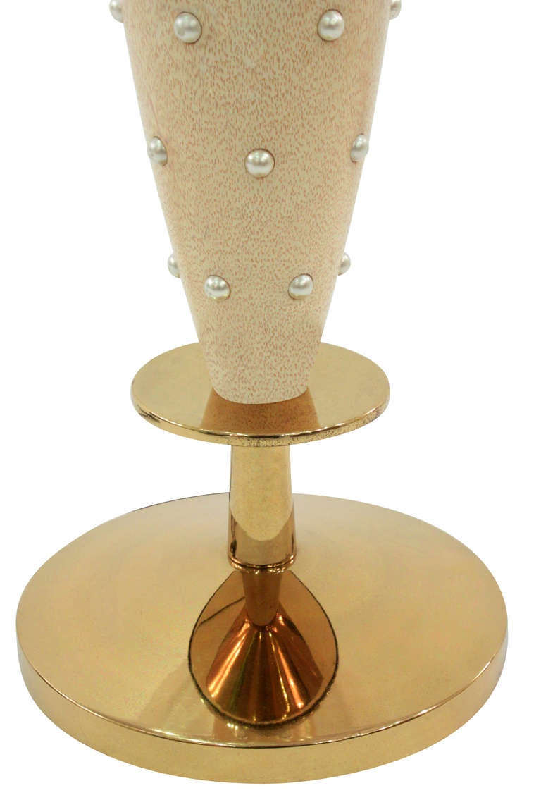 Mid-20th Century Pair of Elegant Studded Table Lamps by Tommi Parzinger