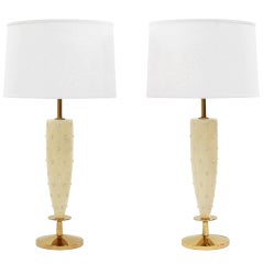 Pair of Elegant Studded Table Lamps by Tommi Parzinger