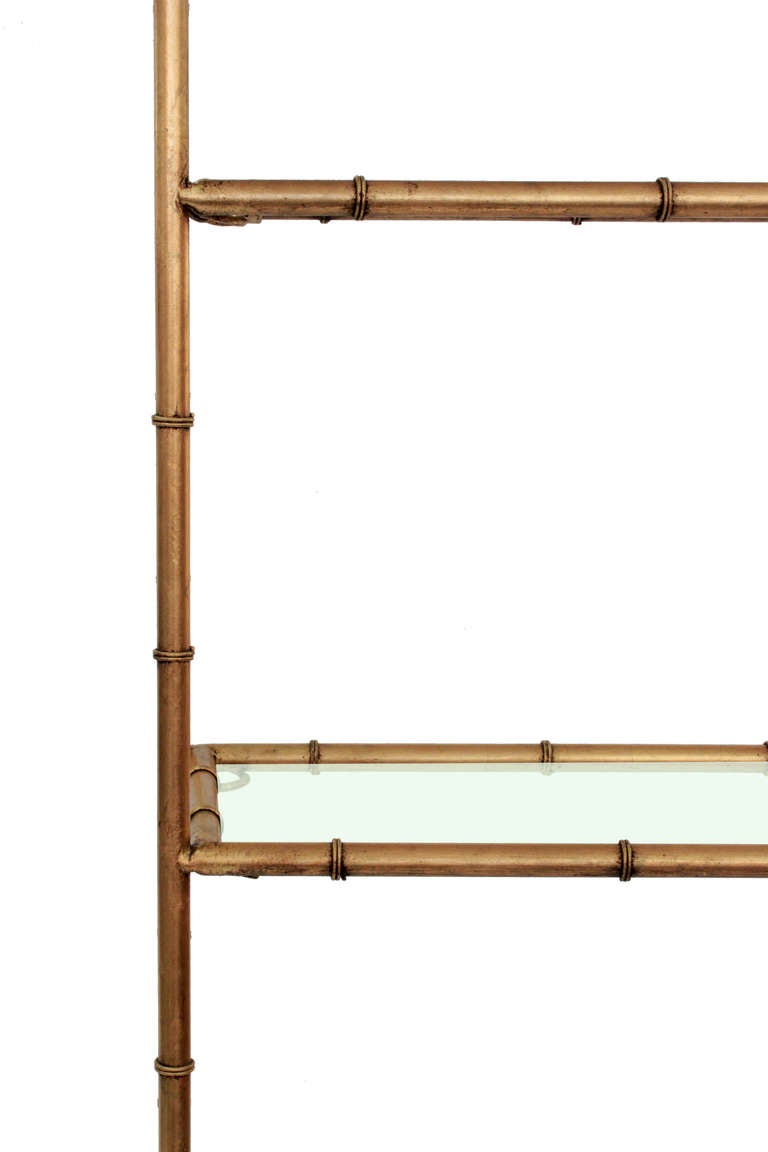 Etagere in Gilded Brass with Bamboo Motif In Excellent Condition In New York, NY