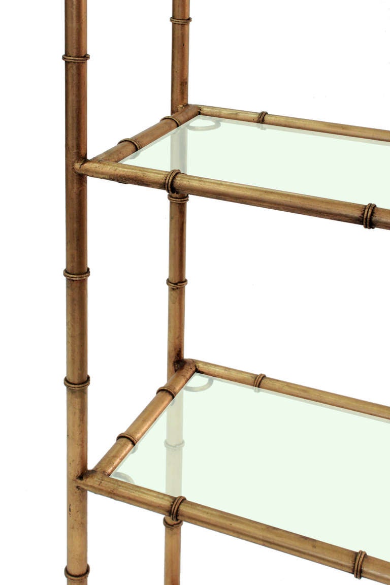 American Etagere in Gilded Brass with Bamboo Motif