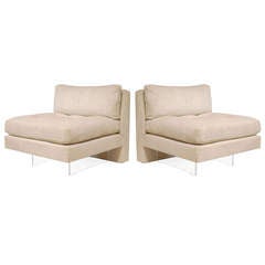 Pair of Slipper Chairs with Lucite Bases by Vladimir Kagan