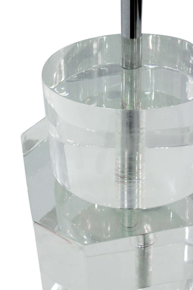 American Solid Lucite Table Lamp by Karl Springer
