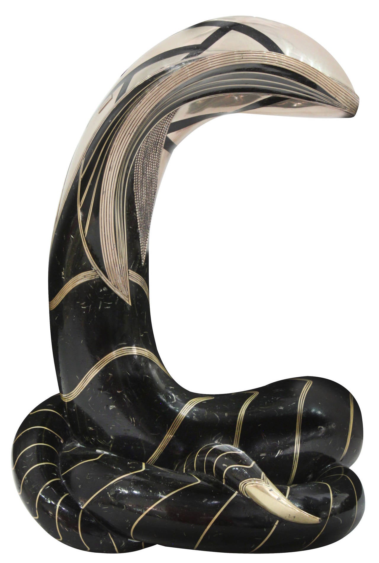 Roberto Estevez „Cobra“-Skulptur aus gehämmerter Bronze, 1978 (Signiert) (Moderne der Mitte des Jahrhunderts) im Angebot