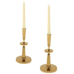 Vintage Pair of Brass Candle Holders by Tommi Parzinger