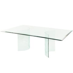 Vintage Dining Table with Etched Curved Glass Bases