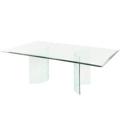 Dining Table with Etched Curved Glass Bases