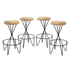 Ensemble de 4 tabourets de bar sculptés par Paul Tuttle