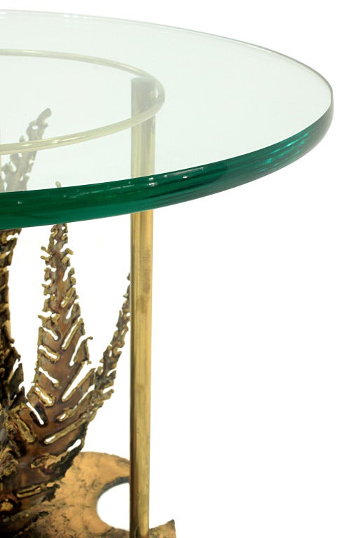 Studio made bronze table with fern motif by Silas Seandel, American 1970's (signed “Silas Seandel 1970”)