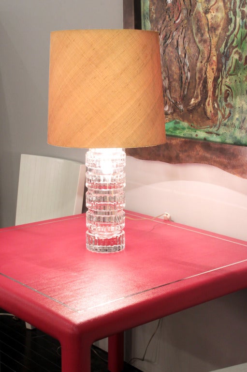 Hand-Crafted Crystal Table Lamp with Internal Illumination by Kosta Boda For Sale