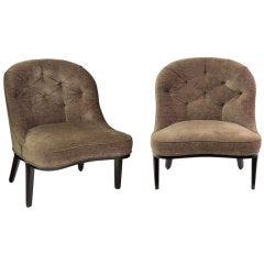 Pair of Tufted Slipper Chairs by Edward Wormley