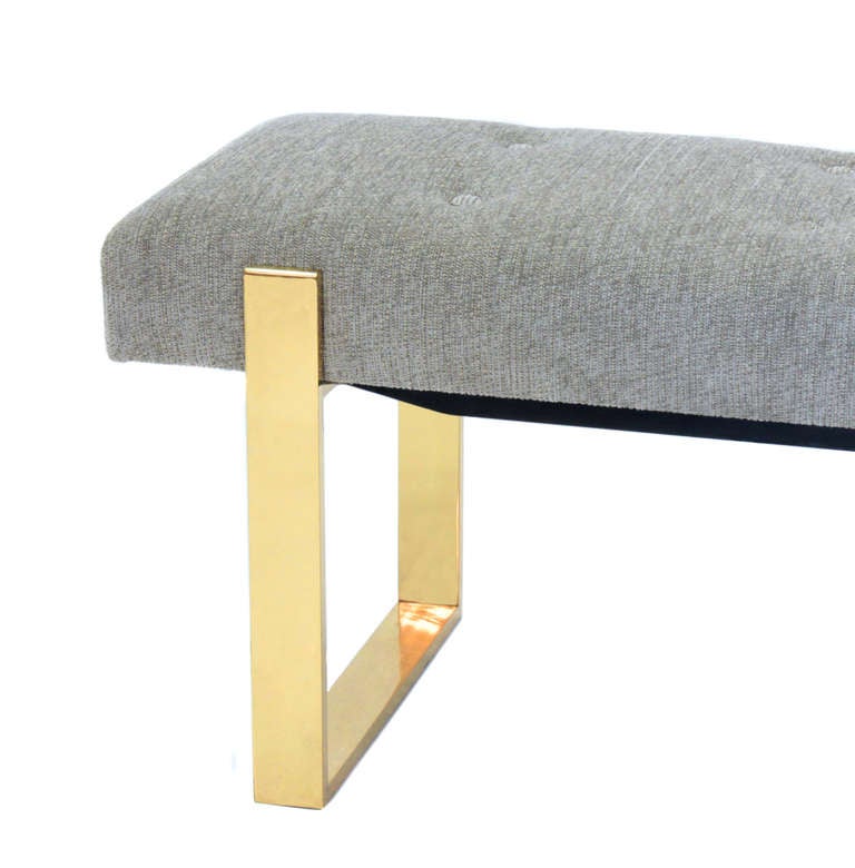American Sculptural Bench with Brass Base