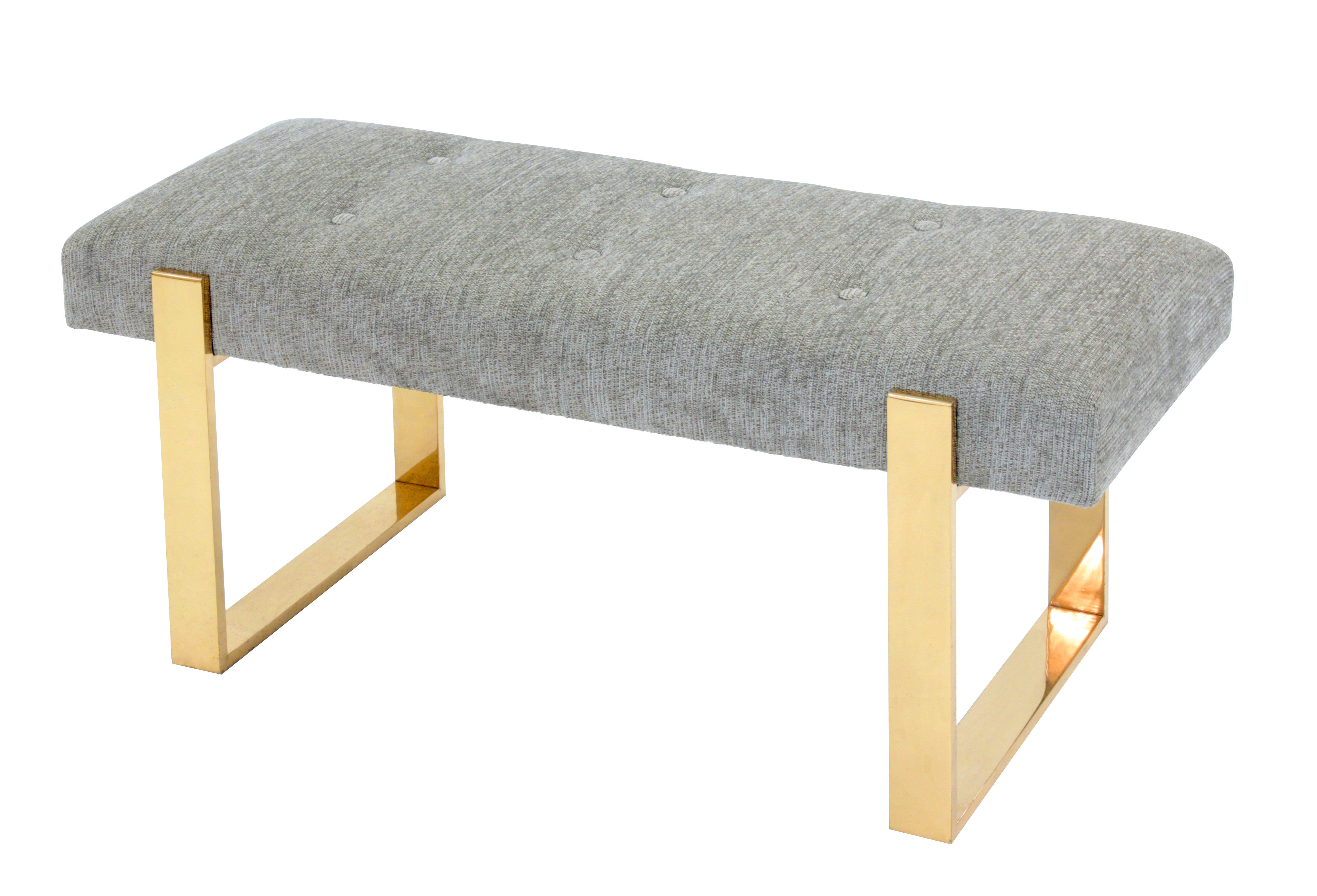 Sculptural Bench with Brass Base