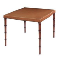 Elegant Hand-Tooled Leather Top Game Table by Widdicomb