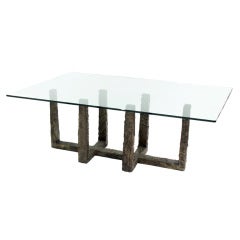 Vintage Sculptured Metal Dining Table by Paul Evans