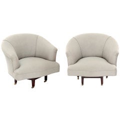 Pair of Swiveling Lounge Chairs by Edward Wormley for Dunbar