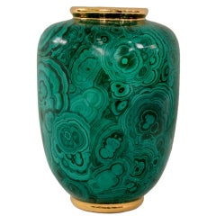 Vintage Large Porcelain Vase with Malachite Motif