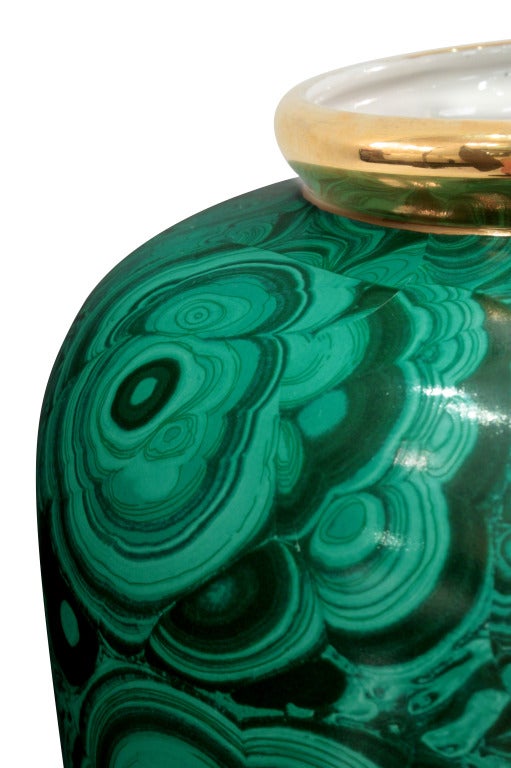 Large Porcelain Vase with Malachite Motif In Excellent Condition In New York, NY