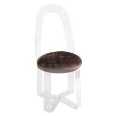 Lucite Vanity Chair with Upholstered Seat