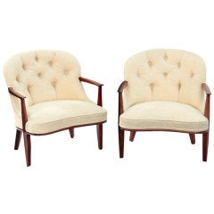 Pair of Tufted Lounge Chairs by Edward Wormley