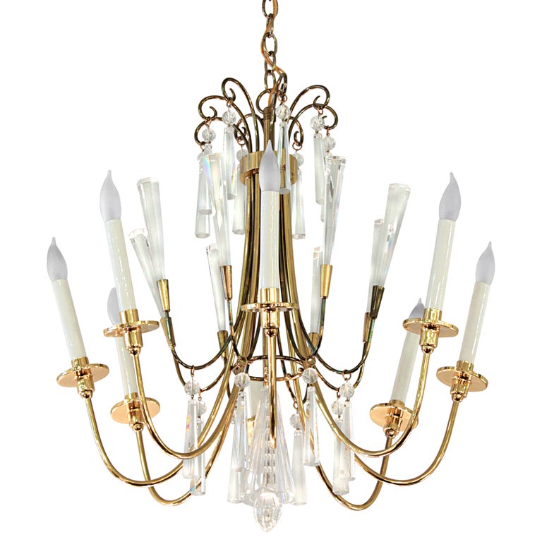 Elegant Chandelier with Crystals by Lightolier