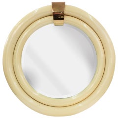 Round Ivory Lacquer Mirror by Jonson and Marcius