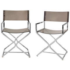 Pair of Smokey Lucite Director's Chairs