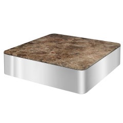 Coffee Table in Polished Steel and Marble by Brueton