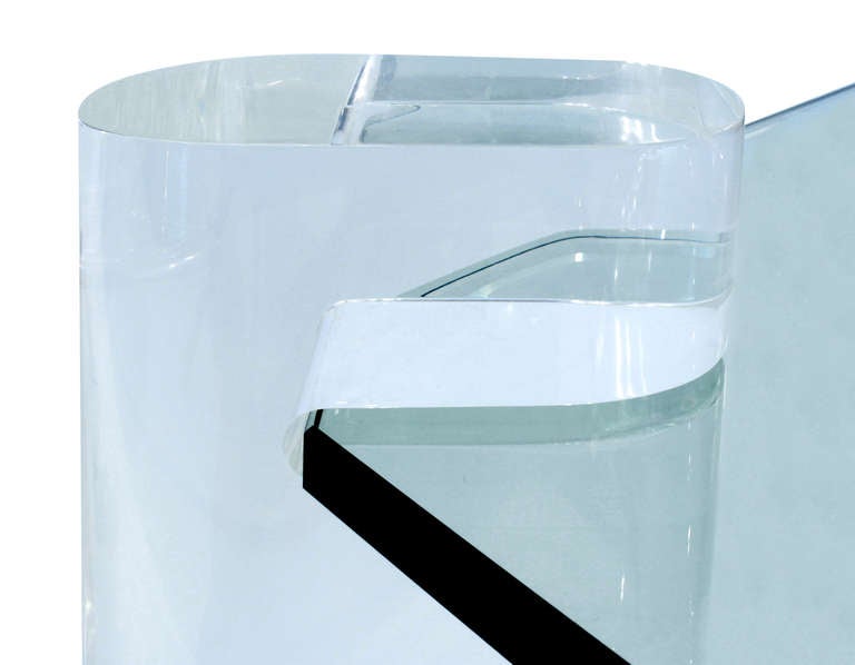 Thick Lucite Leg Coffee Table with Glass Top by Karl Springer In Excellent Condition In New York, NY