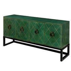Vintage Credenza in Hand-Tooled Leather by Tommi Parzinger