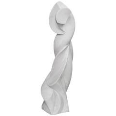 Hand-Worked "White Victorie" Sculpture in White Marble by Roberto Estevez