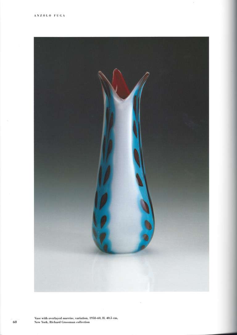 Murano Glass Handblown Glass Vase by Anzolo Fuga For Sale