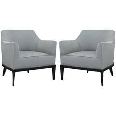 Pair of Chic Lounge Chairs with Ebonized Bases