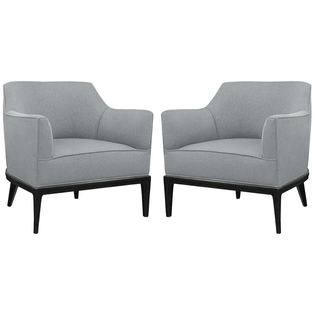Pair of Chic Lounge Chairs with Ebonized Bases