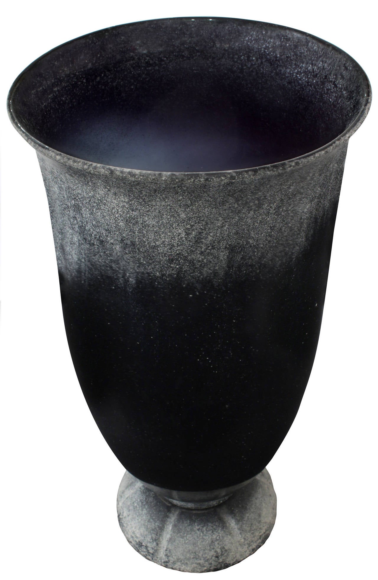 Monumental Handblown Black Glass Urn or Vase by Seguso for Karl Springer