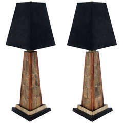 Pair of Bone and Bamboo Table Lamps