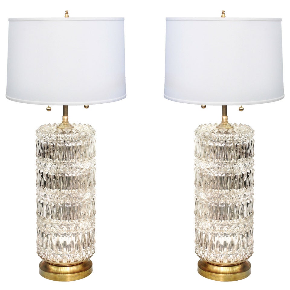 Pair of Textured Mercury Glass Table Lamps