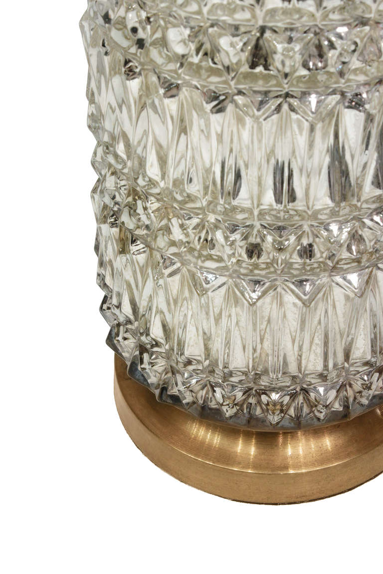 Pair of Textured Mercury Glass Table Lamps In Excellent Condition In New York, NY