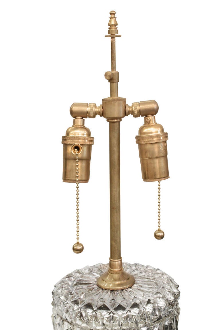 Pair of table lamps in textural mercury glass with bronze bases and hardware, American 1970's