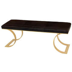 Large "JMF Bench" in Brass with Ostrich Seat by Karl Springer