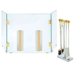 Steel, Brass, and Glass fireplace set by Danny Alessandro, not Karl Springer