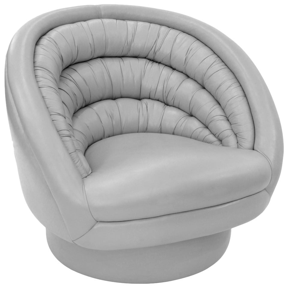 "Crescent Swivel Chair" in Gray Hermes Leather by Vladimir Kagan