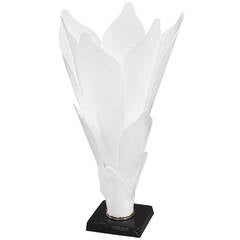 Flower Table Lamp with Molded White Lucite Petals by Rougier 4