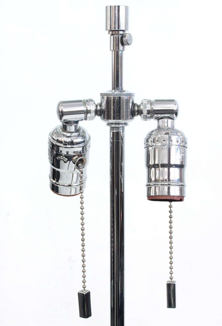 Pair of Stunning Lucite and Stainless Steel Lamps by Karl Springer